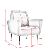 32" Light Gray And Gold Linen Arm Chair